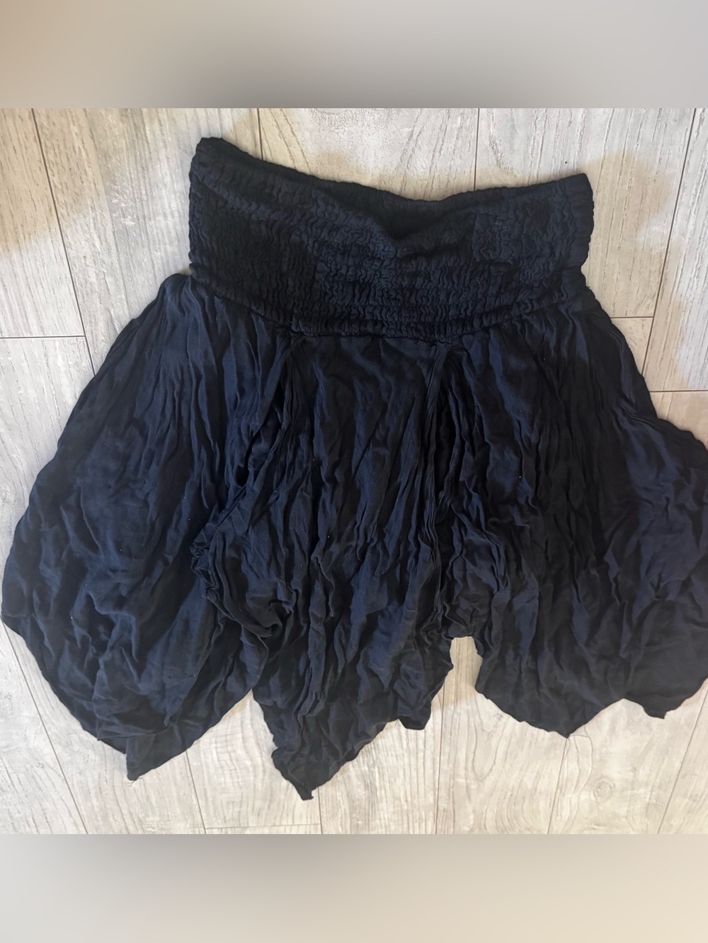 Earthbound Trading Co Black Asymmetrical Crinkled Handkerchief Hem Skirt